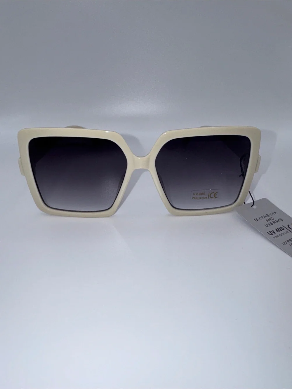 Women's Oversized Square Sunglasses - Cream Frame, Gradient Lenses